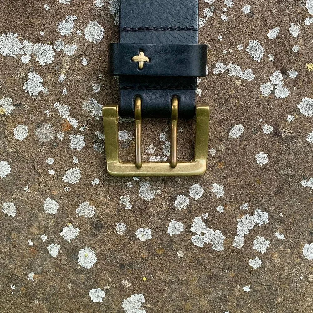 Rag & Bone brass buckle double perforated leather belt - Picture 6 of 12